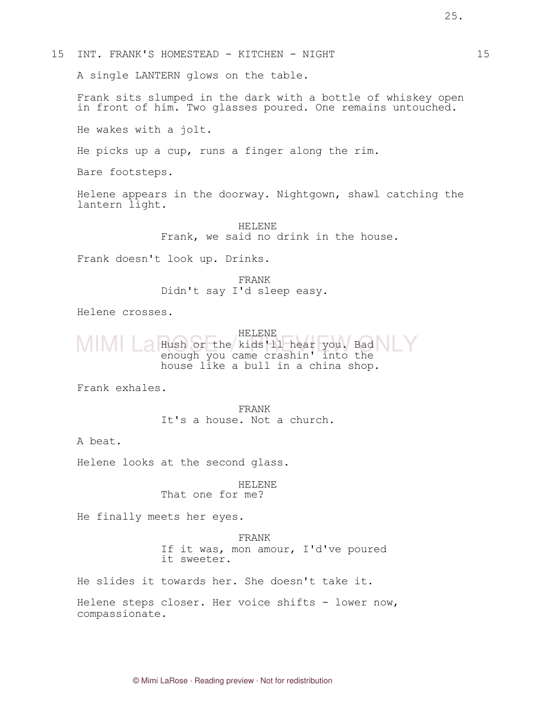 Halfbreed screenplay excerpt, preview page 1 of 4